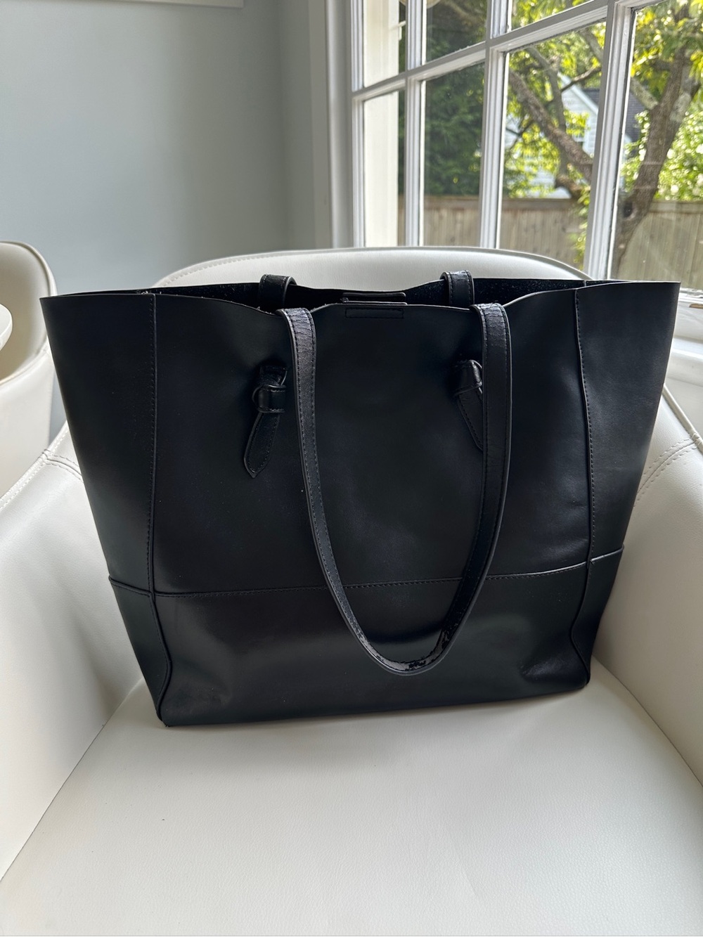 Black Faux Leather Suede Tote Bag Work Bag